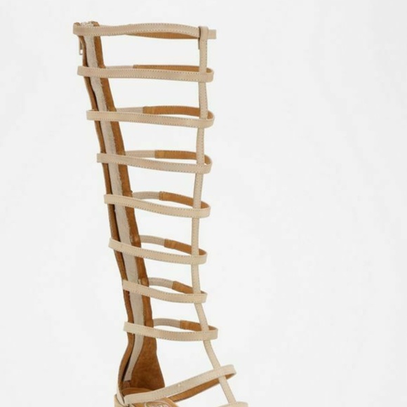 NEW Jeffrey Campbell La Cage WOOD BLOCK HEEL KNEE HIGH   gladiator sandal 9.5 - Picture 7 of 17